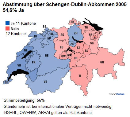 Abstimmung �ber das
                          Schengen-Dublin-Abkommen 2005, Kantone