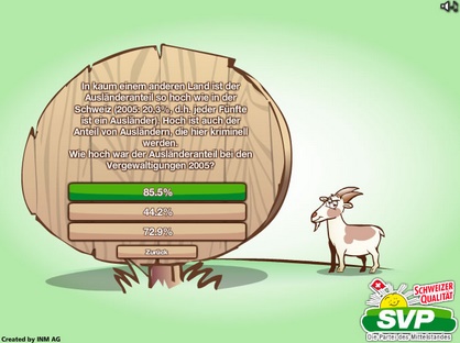 Der Anteil Ausländer bei
(gemeldeten) Vergewaltigungen liegt in der
Schweiz bei 85,5% Der Anteil Ausländer bei (gemeldeten)
Vergewaltigungen liegt in der Schweiz bei
85,5%