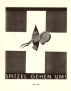 April 1938: Ein Spitzel schaut durch eine
                  schweizer Fahne