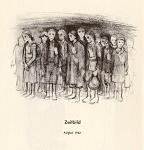 Eine Gruppe wartet auf eine Deportation