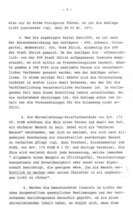 Pr�sidialverf�gung des Bezirksgerichts
                            Z�rich vom 5. August 1999 mit Billigung der
                            SVP-Hetze gegen Ausl�nder 03